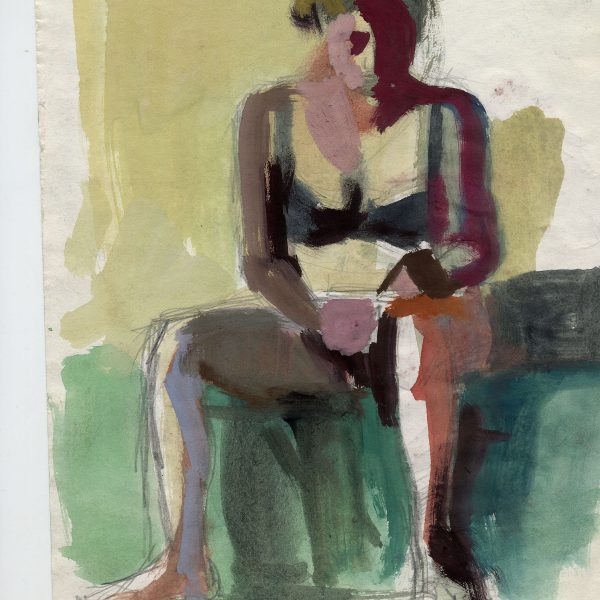 Self portrait on green bed